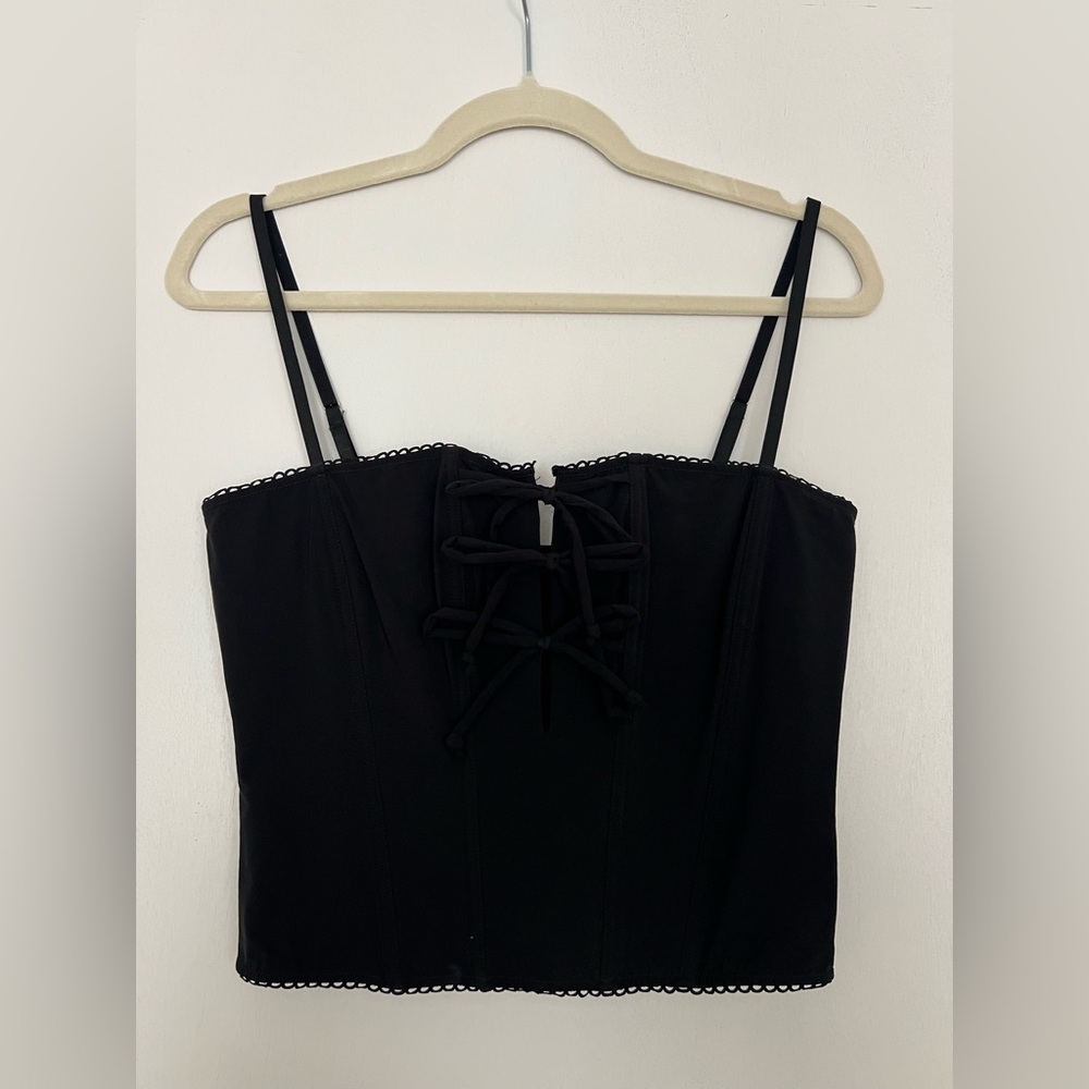 Elegant Black Lace-Up Tank Top